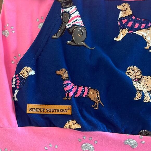 Simply Southern  Dog Print Double Hooded Pullover Top Pink  Woman Size Medium - Picture 5 of 12